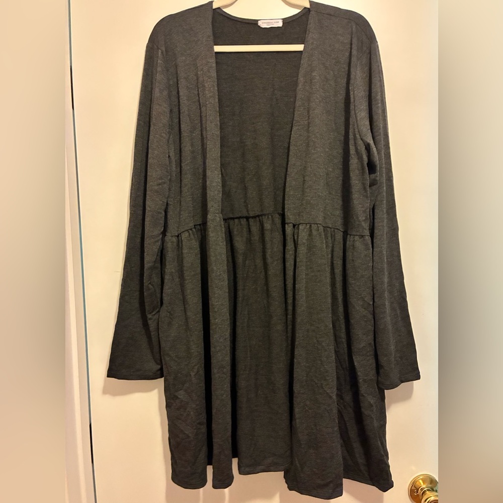 Chic Soul Dark Gray Open Front Cardigan
